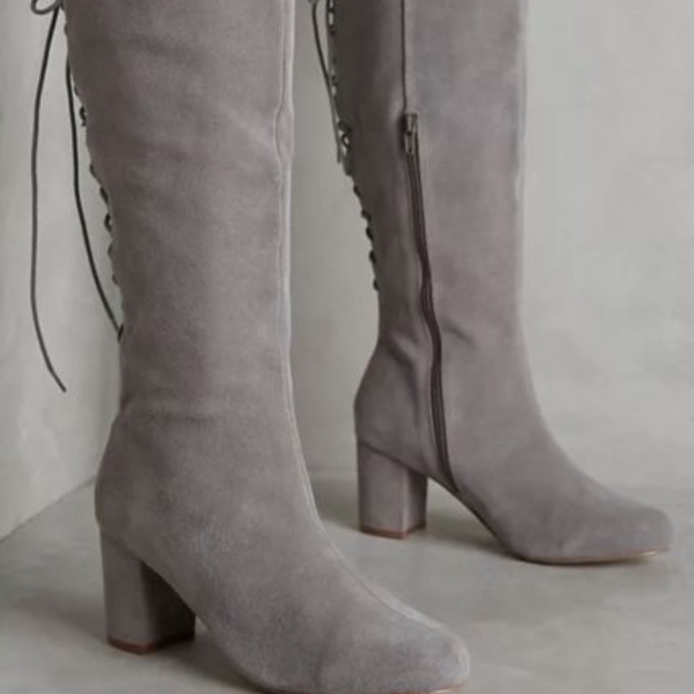 Anthropologie Farylrobin Gray Suede Boots